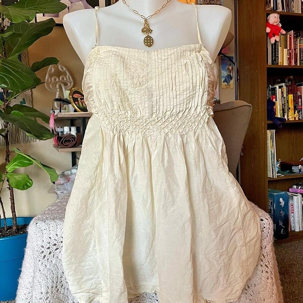 Cream Sleeveless Top / LTB Summer Madness / sz large / silk cotton blend